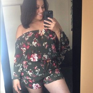 Green Floral summer Romper